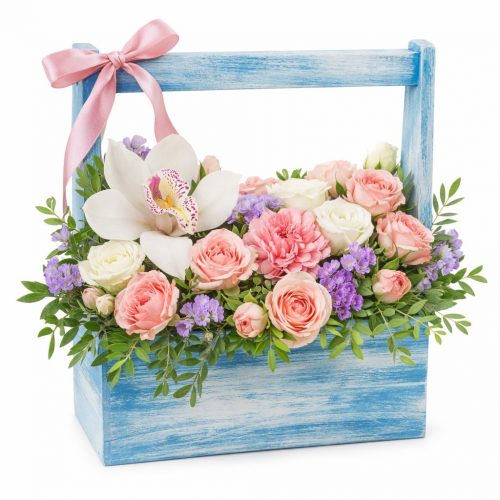 Композиция дереянном в ящике «Летоландия»