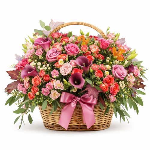 Цветочная композиция в корзине «Осенний вальс»