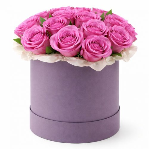 Цветы в шляпной коробке «Сиреневая мечта»