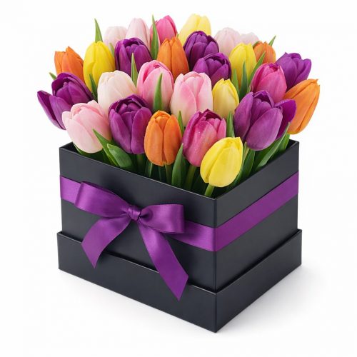Цветы в коробке «Весенний калейдоскоп»