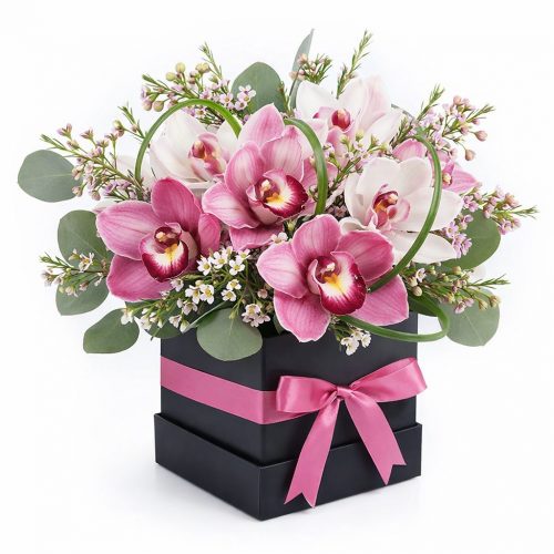 Цветы в шляпной коробке «Ночное очарование»