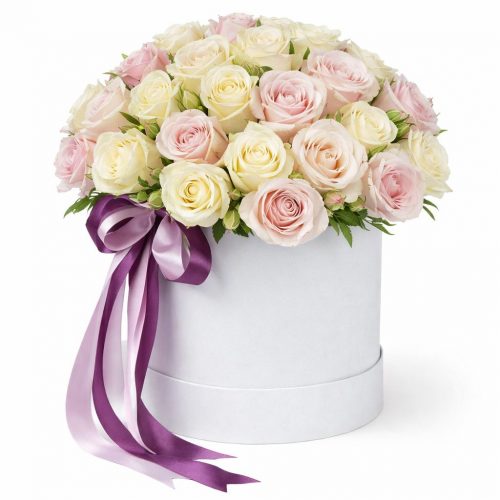 Цветы в шляпной коробке «Сиреневый сон»