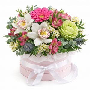 Цветы в коробке «Нежный рассвет»