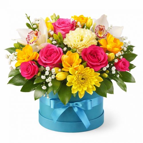 Цветы в коробке «Яркий всплеск»