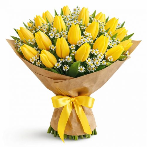 Букет из свежих цветов «Нежные огоньки»