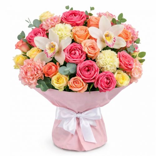 Цветочный букет «Розовый бумбокс»