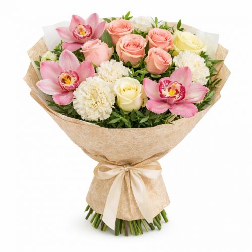 Цветочный букет «Розовый мотив»